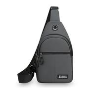 FANDARE Sac de poitrine Unisex Sacs bandoulière Imperméable Sacs bananes Multi-poche pour téléphone de 6,7'' Pour trajets quotidiens/aventures en plein air Hommes Femmes Mains Gris D