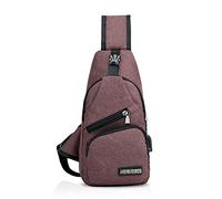 FANDARE Sac de Poitrine Unisexe Sac d'Epaule Sacoche Homme Femme avec USB Sac Bandoulière Imperméable Sling Bag pour Cyclisme,Aventure,Camping,Équitation,Chasse,Randonnée,Voyage Marron
