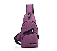 FANDARE Sac de Poitrine Unisexe Sac d'Epaule Sacoche Homme Femme avec USB Sac Bandoulière Imperméable Sling Bag pour Cyclisme,Aventure,Camping,Équitation,Chasse,Randonnée,Voyage Violet