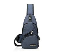 FANDARE Sac de Poitrine Unisexe Sac d'Epaule Sacoche Homme Femme avec USB Sac Bandoulière Imperméable Sling Bag pour Cyclisme,Aventure,Camping,Équitation,Chasse,Randonnée,Voyage Bleu