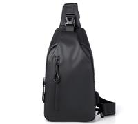 FANDARE Sac de Taille Homme Anti-transpiration Design Nid d'Abeille avec Port USB Multi-Poches Léger pour Voyage Sport et Usage Quotidien Matière PU et Polyester Durable Noir