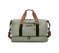 FANDARE Sac de Voyage avec Compartiment à Chaussures - Bagages Cabine Polochon de Nuit Weekend Plage Sport Fitness pour Femme Homme - Gris Clair