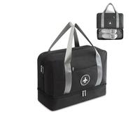 FANDARE Sac de Voyage Sac de Sport Travel Duffel Bag Sac Sport Gym avec Compartiment Chaussures, Hommes/Femmes Sac à Main de Plage Noir