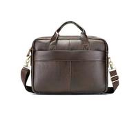 FANDARE Sac Messenger Professionnel en Cuir Vintage pour Homme, Sacs d'Ordinateur 14 Pouces Mallette Grande Capacité avec Bretelle Détachable, Poignée Confortable, Marron Business Tote Bag