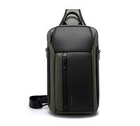 FANDARE Sac Poitrine à Bandoulière Affaires pour Homme - Sacoche d'Épaule Multi-Poches Imperméable - Voyage, Sport, Randonnée, Vélo, Camping, Excursion - Petit Sac à Dos en Polyester Vert