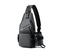FANDARE Sac Poitrine Homme Bandoulière des Sports avec Sac de Bouteille d'Eau pour Voyage, Cyclisme, Moto - Sacoche d'Épaule Travers Sling Bag Gris