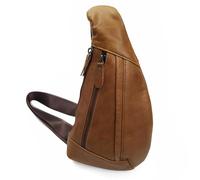 FANDARE Sac Poitrine Homme Cuir Sling Bag Bandouliere Sacoche Ventrale d'Epaule Pochette Holster Personal Flex Bag pour Camping Voyage Business Brun