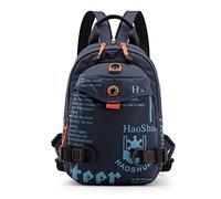 FANDARE Sac Poitrine Porté Travers Femme Homme - Sac D'école, D'épaule, De Randonnée, Bandoulière - Sacoche Voyage Avec Trou D'écouteur & Bandoulière Détachable - Bleu