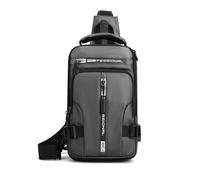 FANDARE Sac Poitrine Sacoche Bandoulière Homme Sacs à Dos porté Travers avec Port de Chargement USB Sacs à Dos de randonnée Sac d'Epaule pour Voyage Sports Travers Moto Sling Bag Grau