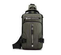 FANDARE Sac Poitrine Sacoche Bandoulière Homme Sacs à Dos porté Travers avec Port de Chargement USB Sacs à Dos de randonnée Sac d'Epaule pour Voyage Sports Travers Moto Sling Bag Grün