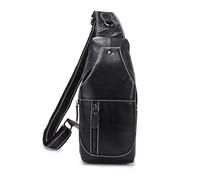 FANDARE Sac Poitrine Sacoche Homme Cuir Véritable Homme Bandouliere Sling Bag Pochette Sac Holster Sac Porté Epaule Business Voyage Petit Sac Bandoulière Collège Cours Travail Affaires Noir