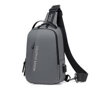 FANDARE Sac Poitrine Sacs de Sport bandoulière Sacs à Dos porté Travers Homme Sac d'Epaule avec Chargement USB et Port Nylon Sacoche pour Cyclisme Moto en Plein Air Sling Bag Gris
