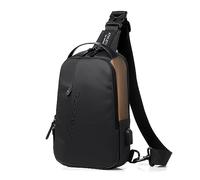 FANDARE Sac Poitrine Sacs de Sport bandoulière Sacs à Dos porté Travers Homme Sac d'Epaule avec Chargement USB et Port Nylon Sacoche pour Cyclisme Moto en Plein Air Sling BagNoir Marron