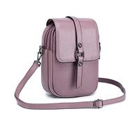 FANDARE Sacs à bandoulière Petits Sacs pour Téléphone Cuir Sac à Main Femme Porte Monnaie Portefeuille Pochette pour Carte de crédit Crossbody Bag Mauve