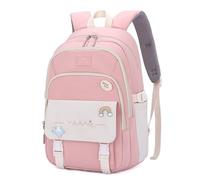 FANDARE Sacs à Dos Loisir Cartable Filles Rainbow Sac a Dos College Simple Sac À Dos Voyage Sac Ecole Sac a Dos ordi Portable Sac Weekend Sac de Voyage Cartables Scolaires Sac a Dos Ecole Rose