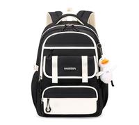FANDARE Sacs à Dos Loisir Cartables Scolaires Femme Sac a Dos College Voyage Filles Sac Ecole Sac a Dos Voyage Cartables Scolaires Sac a Dos Ecole Color-Blocking Daypack avec Un Joli Pendentif Noir