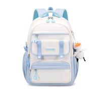 FANDARE Sacs à Dos Loisir Cartables Scolaires Femme Sac a Dos College Voyage Filles Sac Ecole Sac a Dos Voyage Cartables Scolaires Sac a Dos Ecole Color-Blocking Daypack avec Un Joli Pendentif Bleu