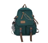 FANDARE Sacs à Dos Loisir Femme Homme Étudiant Cartable Ville Quotidien Pochette Polyvalents avec décorations en chaîne Sacoche d'école Décontractés Poche Urbain Week-End Daypacks Vert