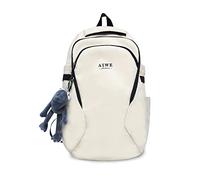 FANDARE Sacs à Dos Loisir Sacs à Main portés Dos Femme Sac a Dos Maternelle Cartables Scolaires Sacs d'école Sacs Filles Garçons Sac a Dos PC Portable Outdoor Voyage avec Pendentif en Peluche Blanc
