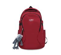 FANDARE Sacs à Dos Loisir Sacs à Main portés Dos Femme Sac a Dos Maternelle Cartables Scolaires Sacs d'école Sacs Filles Garçons Sac a Dos PC Portable Outdoor Voyage avec Pendentif en Peluche Rouge