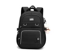 FANDARE Sacs à Dos Loisir Sacs d'école Sacs Scolaires Cartables Sac d'école Sacs Scolaires pour étudiant Primaire Voyage école Ados Daypacks avec Pendentif en Peluche Imperméable Nylon Noir
