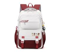 FANDARE Sacs à Dos Loisir Sacs urbains Unisexe Cartable Sac a Dos College Sac a Dos Ecole Femme Homme Sac a Dos Enfant Collège Sacs à bandoulière Sac à Dos Ecole Sacs de Voyage Daypacks Blanc Rouge