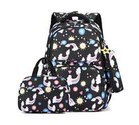FANDARE Sacs à Dos pour Enfants avec Sac à Lunch Trousse à Crayons Sac a Dos Loisir d'écolier Junior Cartable Fille Scolaire Primaire Élémentaire Daypacks pour Les 1-6 Classes School Bag Noir