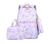 FANDARE Sacs à Dos pour Enfants avec Sac à Lunch Trousse à Crayons Sac a Dos Loisir d'écolier Junior Cartable Fille Scolaire Primaire Élémentaire Daypacks pour Les 1-6 Classes School Bag Pourpre