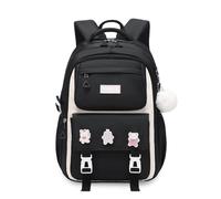 FANDARE Sacs à Dos pour Enfants Sac a Dos Loisir d'école d'écolier Cartable Fille Scolaire Primaire Élémentaire Collège Ecole Femme Homme Voyage Daypacks avec Pendentif en Peluche Noir