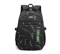 FANDARE Sacs à Dos pour Enfants Sac Loisir d'école Junior Cartable School Bag avec Ajustement de bandoulière Scolaire Primaire Élémentaire Collège Ecole pour Les 3-9 Classes Daypacks Vert Noir