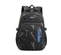 FANDARE Sacs à Dos pour Enfants Sac Loisir d'école Junior Cartable School Bag avec Ajustement de bandoulière Scolaire Primaire Élémentaire Collège Ecole pour Les 3-9 Classes Daypacks Bleu Noir
