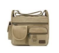 FANDARE Sacs bandoulièr Toile Sac d'épaule Sacs Portés épaule Messenger Bag 7.9 Pouces iPad Briefcase Hommes/Femmes Sac de Sport Travail Ecole Cartable Kaki
