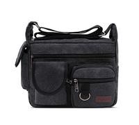 FANDARE Sacs bandoulièr Toile Sac d'épaule Sacs Portés épaule Messenger Bag 7.9 Pouces iPad Briefcase Hommes/Femmes Sac de Sport Travail Ecole Cartable Noir