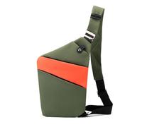 FANDARE Segmenté Sac de Poitrine Homme Femme Antivol Sport Sacs à Dos porté Travers Sport Main bandoulière Droite Épaule Banane Ville Voyage Messager Outdoor Sling Bag Vert Orange