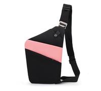FANDARE Segmenté Sac de Poitrine Homme Femme Antivol Sport Sacs à Dos porté Travers Sport Main bandoulière Droite Épaule Banane Ville Voyage Messager Outdoor Sling Bag Noir Rose