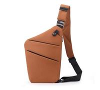 FANDARE Segmenté Sac de Poitrine Homme Femme Antivol Sport Sacs à Dos porté Travers Sport Main bandoulière Droite Épaule Banane Ville Voyage Messager Outdoor Sling Bag Rouge Brun