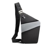 FANDARE Segmenté Sac de Poitrine Homme Femme Antivol Sport Sacs à Dos porté Travers Sport Main bandoulière Gauche Épaule Banane Ville Voyage Messager Outdoor Sling Bag Noir Gris