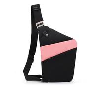 FANDARE Segmenté Sac de Poitrine Homme Femme Antivol Sport Sacs à Dos porté Travers Sport Main bandoulière Gauche Épaule Banane Ville Voyage Messager Outdoor Sling Bag Noir Rose