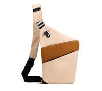 FANDARE Segmenté Sac de Poitrine Homme Femme Antivol Sport Sacs à Dos porté Travers Sport Main bandoulière Gauche Épaule Banane Ville Voyage Messager Outdoor Sling Bag Kaki Marron