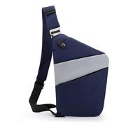 FANDARE Segmenté Sac de Poitrine Homme Femme Antivol Sport Sacs à Dos porté Travers Sport Main bandoulière Gauche Épaule Banane Ville Voyage Messager Outdoor Sling Bag Bleu Gris
