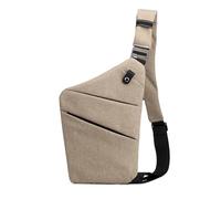FANDARE Segmenté Sac de Poitrine Homme Femme Antivol Sport Sacs à Dos porté Travers Sport Main bandoulière Droite Épaule Banane Ville Voyage Messager Outdoor Sling Bag Kaki