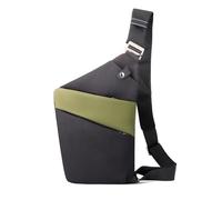 FANDARE Segmenté Sac de Poitrine Homme Femme Antivol Sport Sacs à Dos porté Travers Sport Main bandoulière Droite Épaule Banane Ville Voyage Messager Outdoor Sling Bag Noir Vert