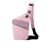 FANDARE Segmenté Sac de Poitrine Homme Femme Antivol Sport Sacs à Dos porté Travers Sport Main bandoulière Droite Épaule Banane Ville Voyage Messager Outdoor Sling Bag Rose Pourpre