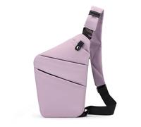 FANDARE Segmenté Sac de Poitrine Homme Femme Antivol Sport Sacs à Dos porté Travers Sport Main bandoulière Droite Épaule Banane Ville Voyage Messager Outdoor Sling Bag Violet Clair