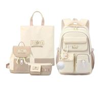 FANDARE Set de 4 Sacs à Dos pour École Primaire Collège - Sac à Dos Mini, Porte-Monnaie, Cabas pour Ados Garçons et Filles - Polyvalent pour Université, Voyage, Organisation Jaune Clair