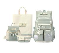FANDARE Set de 4 Sacs à Dos pour École Primaire Collège - Sac à Dos Mini, Porte-Monnaie, Cabas pour Ados Garçons et Filles - Polyvalent pour Université, Voyage, Organisation Vert Clair