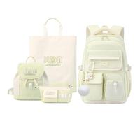 FANDARE Set de 4 Sacs à Dos pour École Primaire Collège - Sac à Dos Mini, Porte-Monnaie, Cabas pour Ados Garçons et Filles - Polyvalent pour Université, Voyage, Organisation Vert Menthe