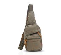 FANDARE Sling Bag Sac Bandoulière Ecole Voyages Messenger Chest Bag Sacs à Dos Travers Sac de Poitrine Hommes Femmes Toile, Armée Verte, L, Sac à Dos Loisir