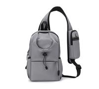 FANDARE Sport Sac de Poitrine Homme Sacs à Dos porté Travers avec Pochette à l'épaule & Porte-Eau bandoulière Femme Banane Ville randonnée Voyage Messager Outdoor Sling Crossbody Bag Gris Clair