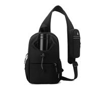 FANDARE Sport Sac de Poitrine Homme Sacs à Dos porté Travers avec Pochette à l'épaule & Porte-Eau bandoulière Femme Banane Ville randonnée Voyage Messager Outdoor Sling Crossbody Bag Noir